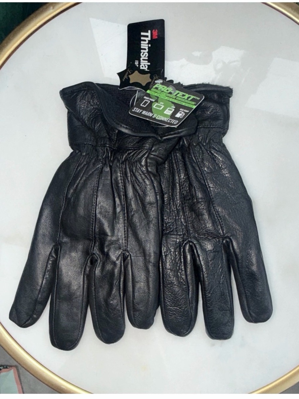 3M Thinsulate Black Leather Men's Winter Gloves XL New
